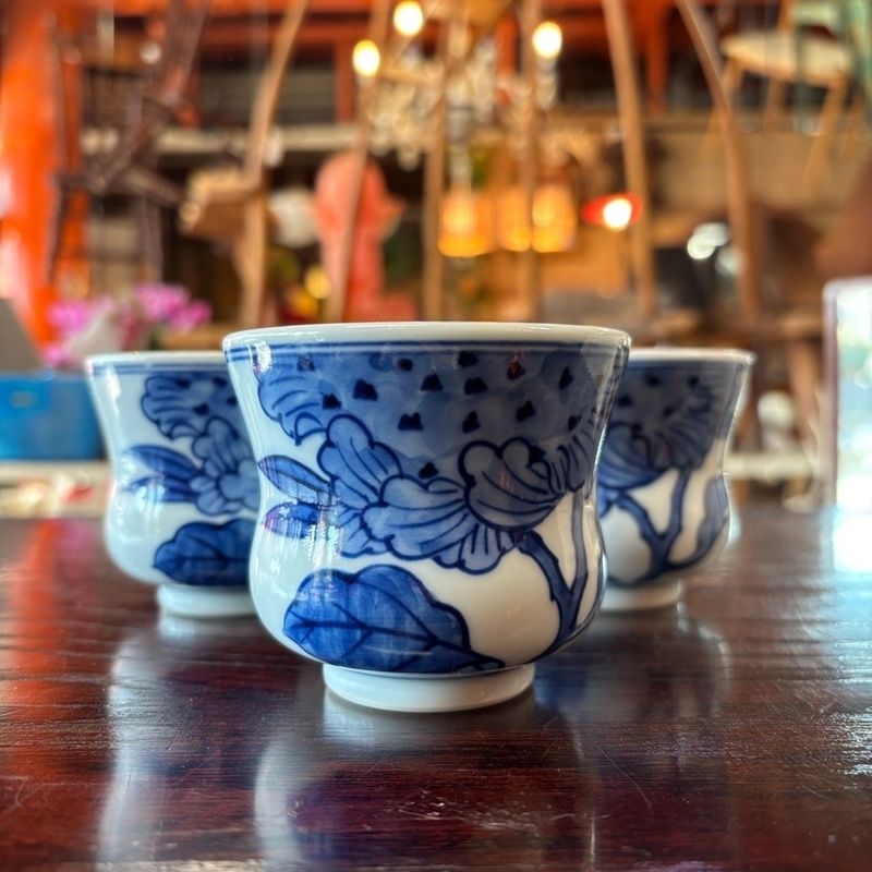 源右衛門 染付向日葵 湯呑揃 有田焼 源右衛門窯 染付向日葵 茶器セット