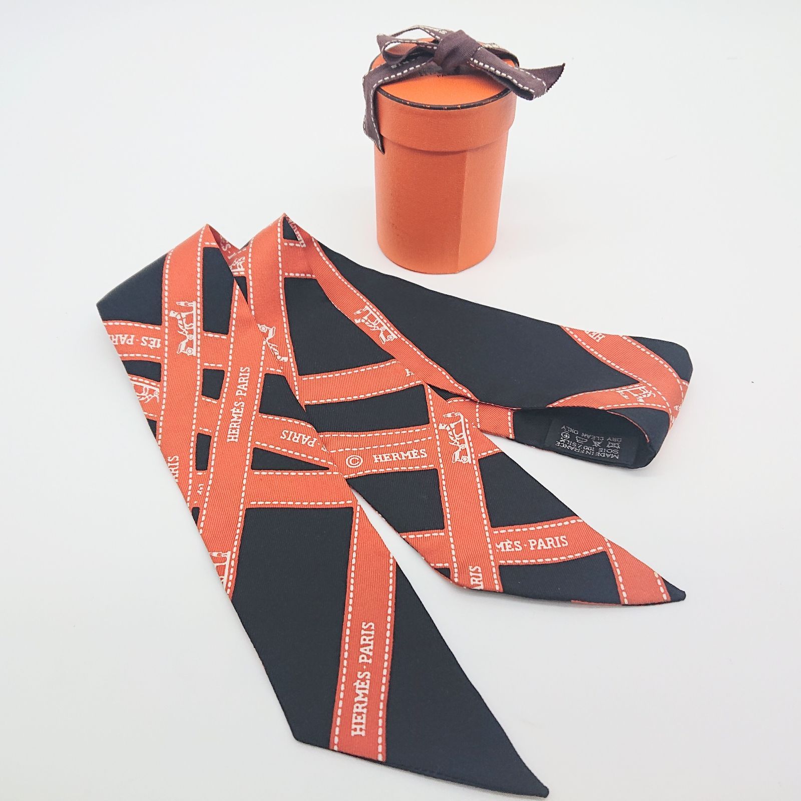 美品】HERMES エルメス ツイリー ボルデュック リボン柄