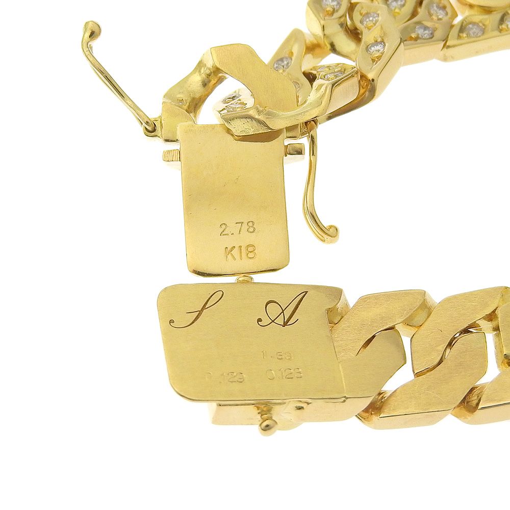 本物保証】 新品同様 ブレスレット 約67.1g K18YG メレダイヤ2.78ct  