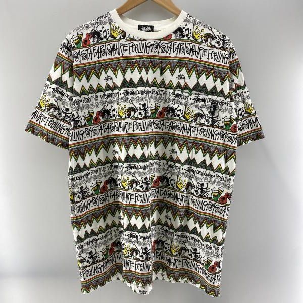 Stussy 80s ラスタ総柄 ポケットT size L 24