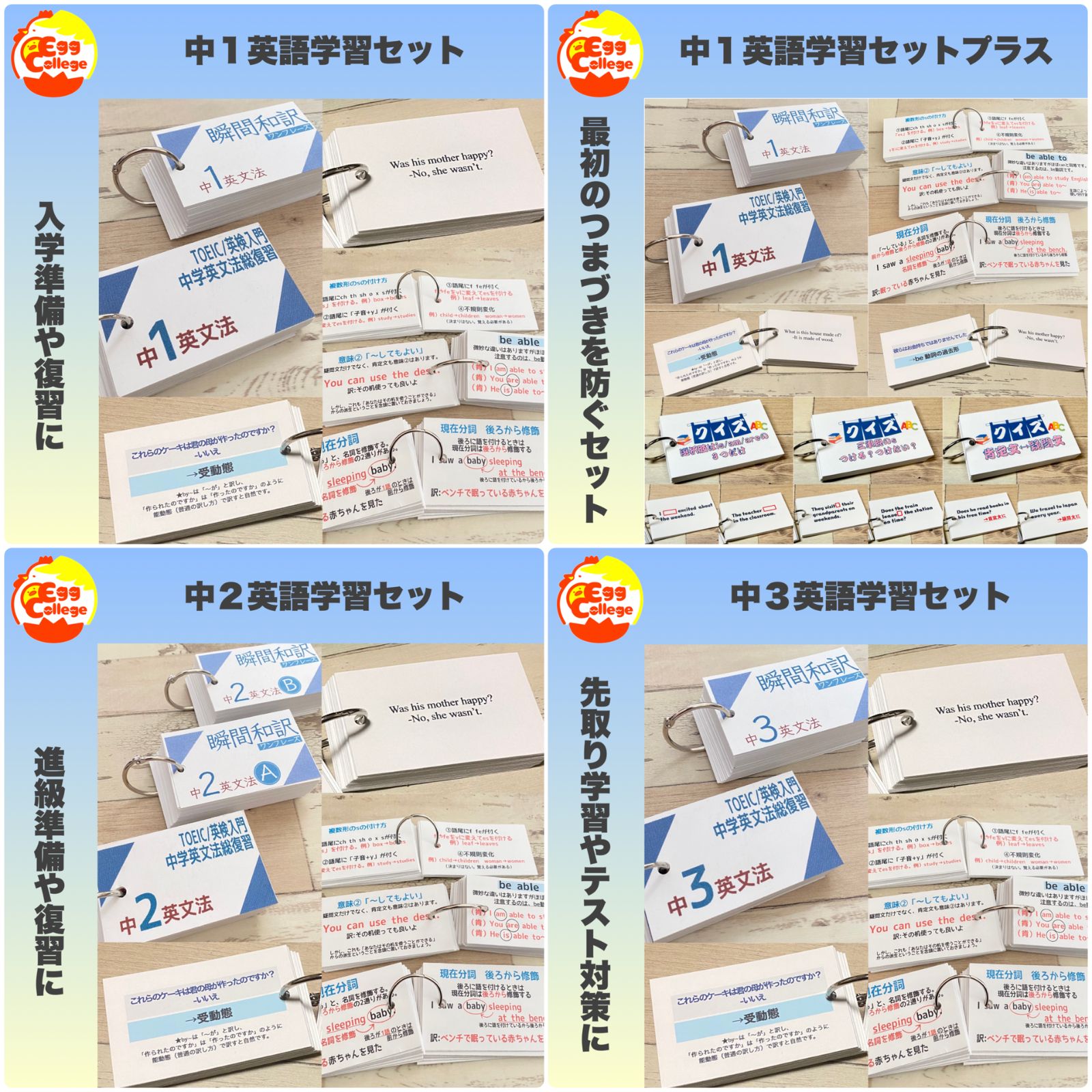 中2英語学習セット 中2英文法＋瞬間和訳カード 高校受験 高校入試