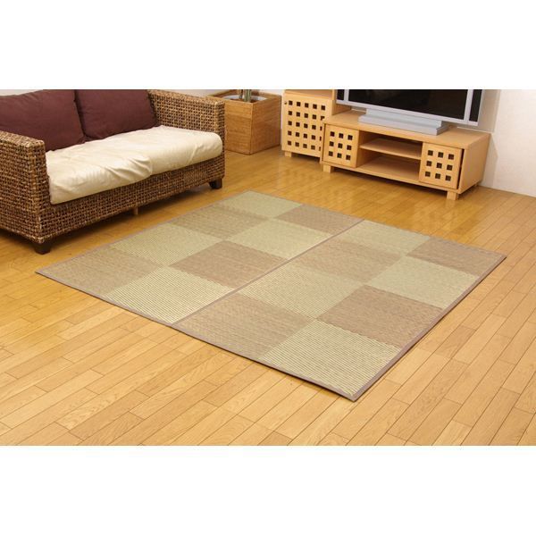 い草 花ござ|ラグマット 裏 不織布 防傷加工 抗菌＆防臭効果 裏張CP 〔リビング〕