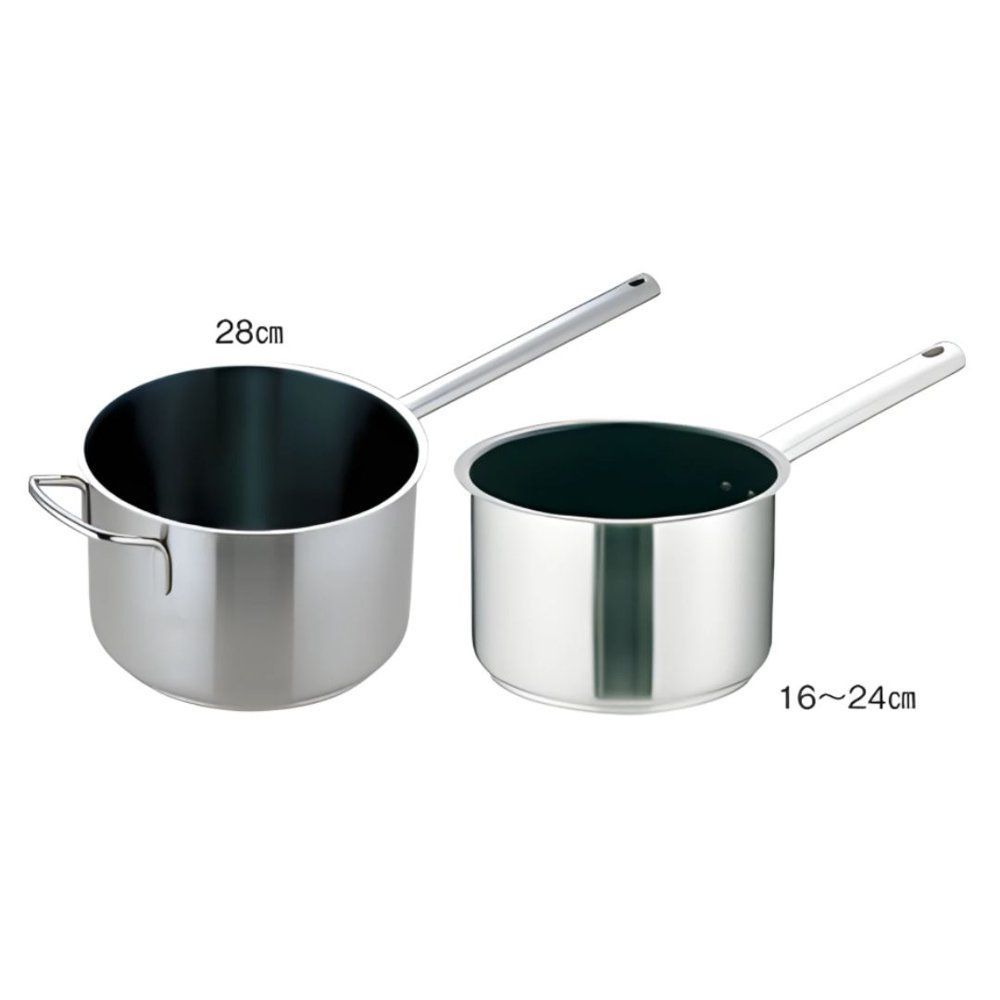 遠藤商事 業務用 murano ムラノ インダクション IH テフロンセレクト18-8 片手深型鍋 蓋無 各種 AKT-D2