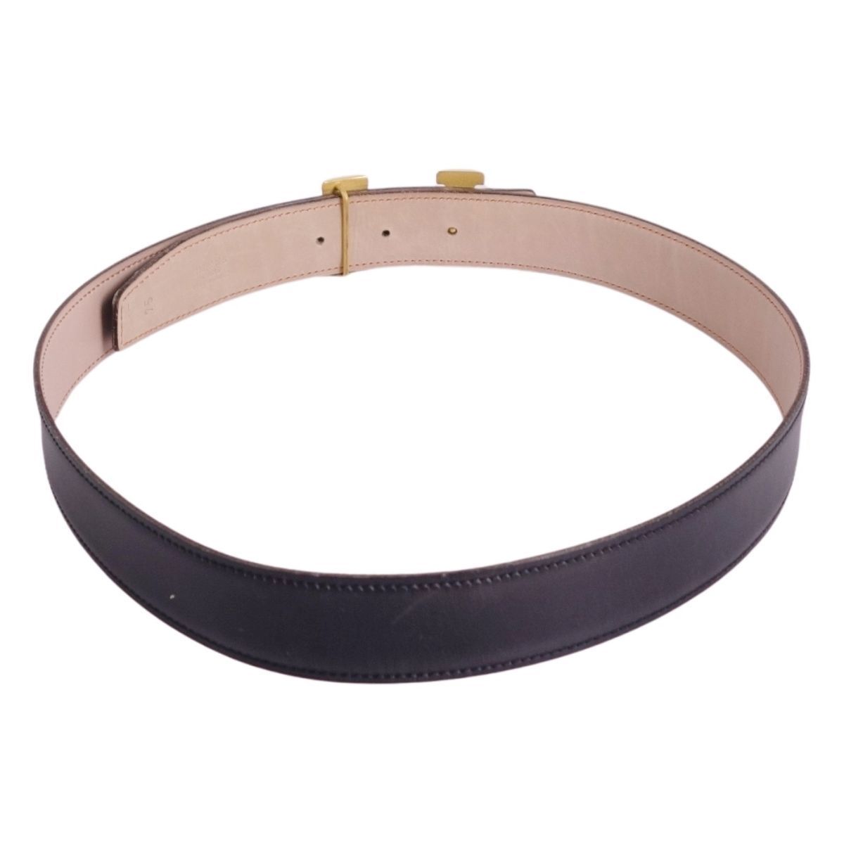 美品 エルメス HERMES ベルト レザーベルト リバーシブル Hロゴ コンス  