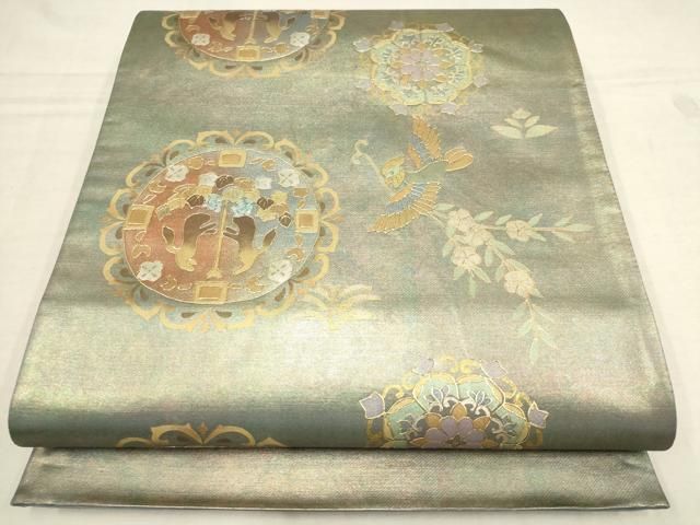 ☆専用☆美品 丸栄謹製 夏着物 正絹 絽“桜や花丸文”袋帯 H+80 美品 丸栄謹製 夏着物 正絹 絽“やさしさと涼味、桜や花丸文”袋帯
