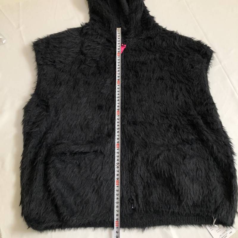 送料無料の商品多数！ コ キッキ KiKKi フード付きファーベスト ブラック 黒 M LL 3L