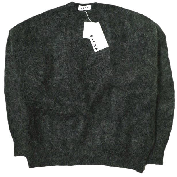 SACRA サクラ 23AW アルパカモヘヤブレンド Vネックニット 123533081 38 CHARCOAL セーター プルオーバー トップス g20599