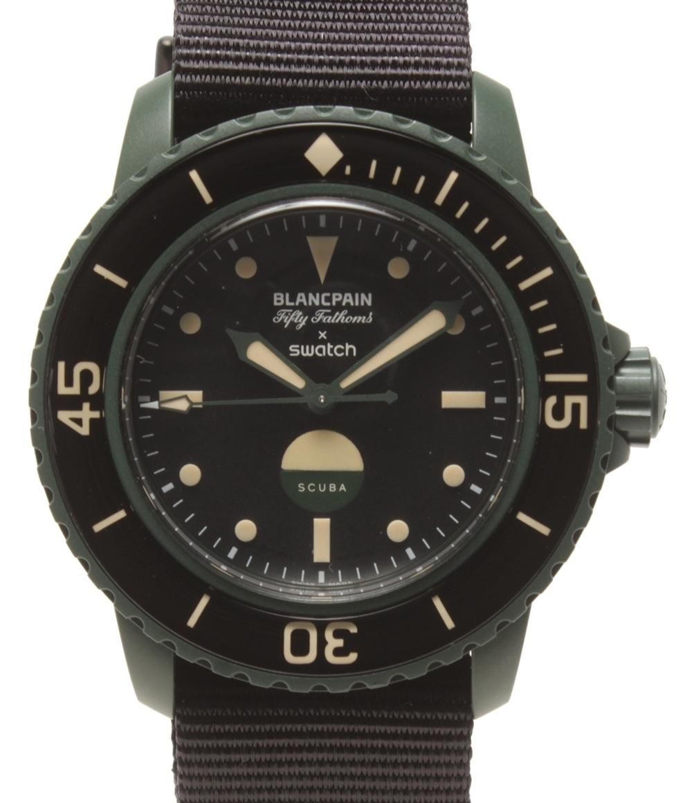 ブランパン スウォッチ 腕時計 GREEN ABYSS SO35G100 自動巻き ブラック レディース Blancpain Swatch