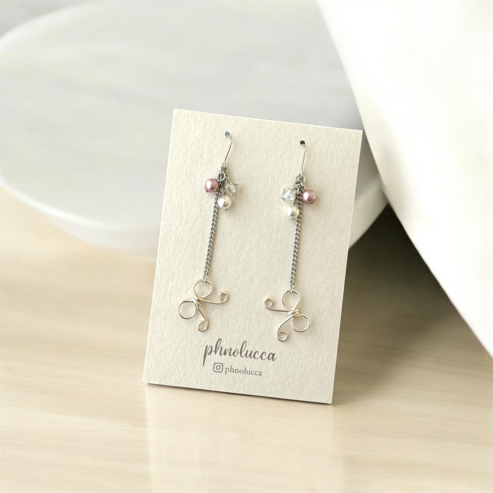 #975 再販 シルバー ホワイト チェーン ピアス イヤリング ハンドメイド 975 再販 シルバー ホワイト チェーン ハンドメイド ピアス イヤリング