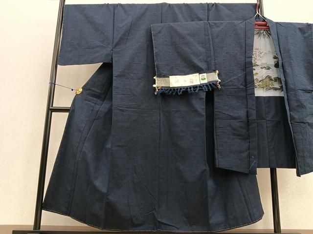平和屋着物○男性 能州紬 髭紬セット 霞文 証紙付き 正絹 