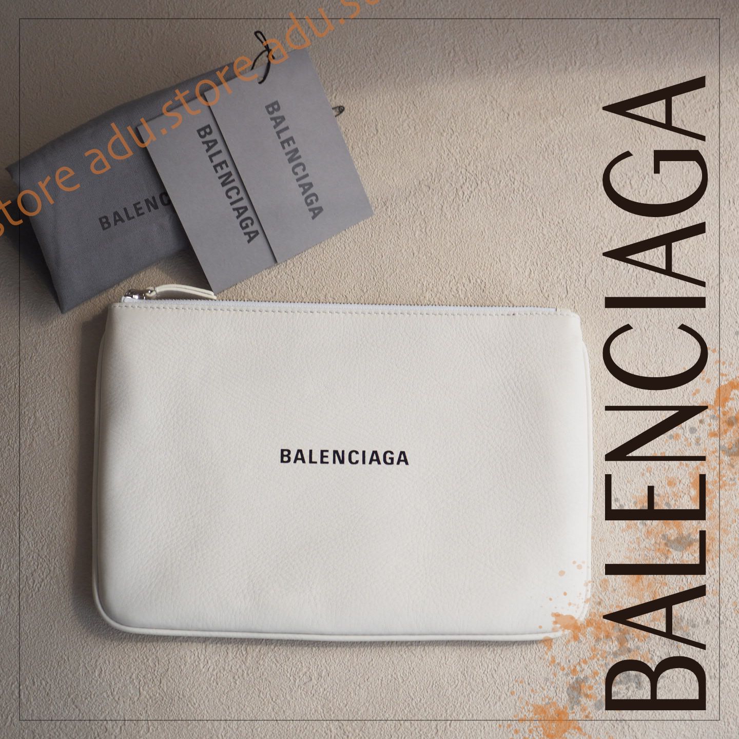 バレンシアガ BALENCIAGA レザーポーチ クラッチバック グレークラッチ