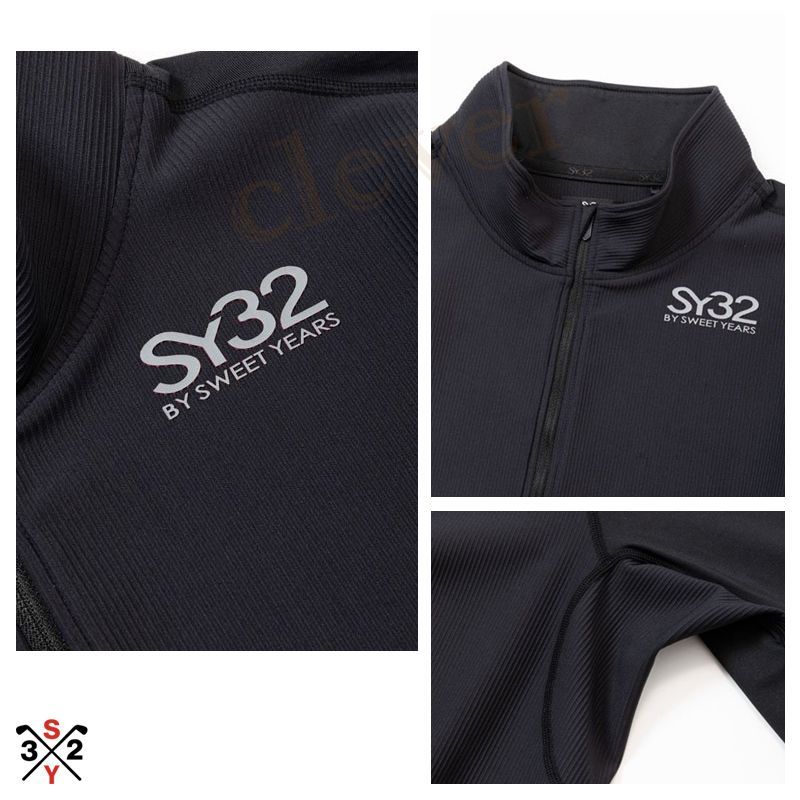 本日限定 SY32 ゴルフ トップス ハーフジップシャツ メンズ 長袖 ストレッチ ロゴデザイ SY32BYSWEETYEARS ZIP UP STRIPE SHIRTS SHIRTS SYG-23A09 SY32 正規代理店 xaz-syg-23a09