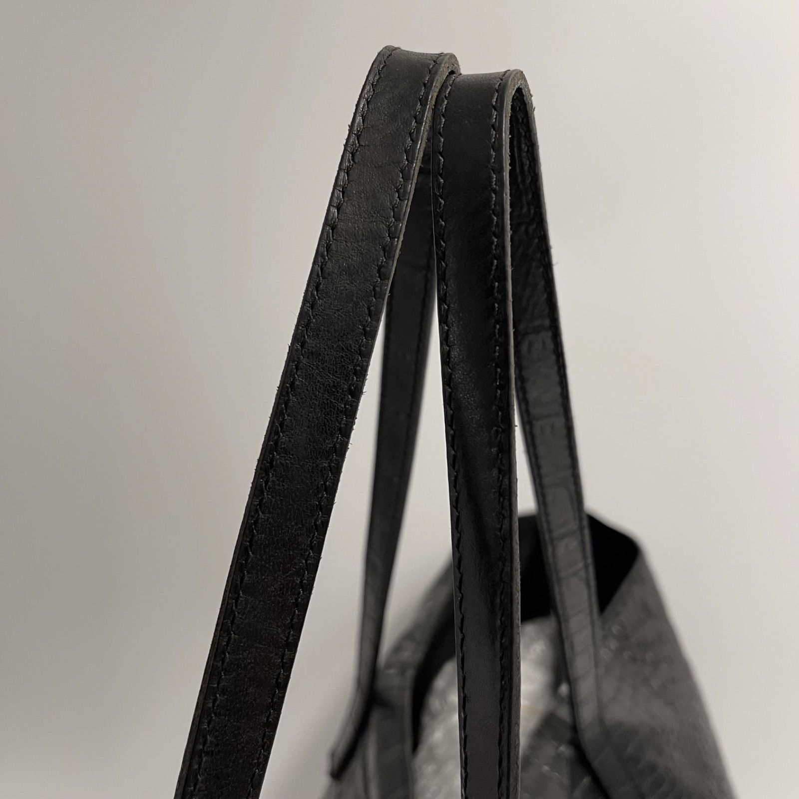 ✨Felisi フェリージ 10-45 ブラック クロコ型押し トートバッグ