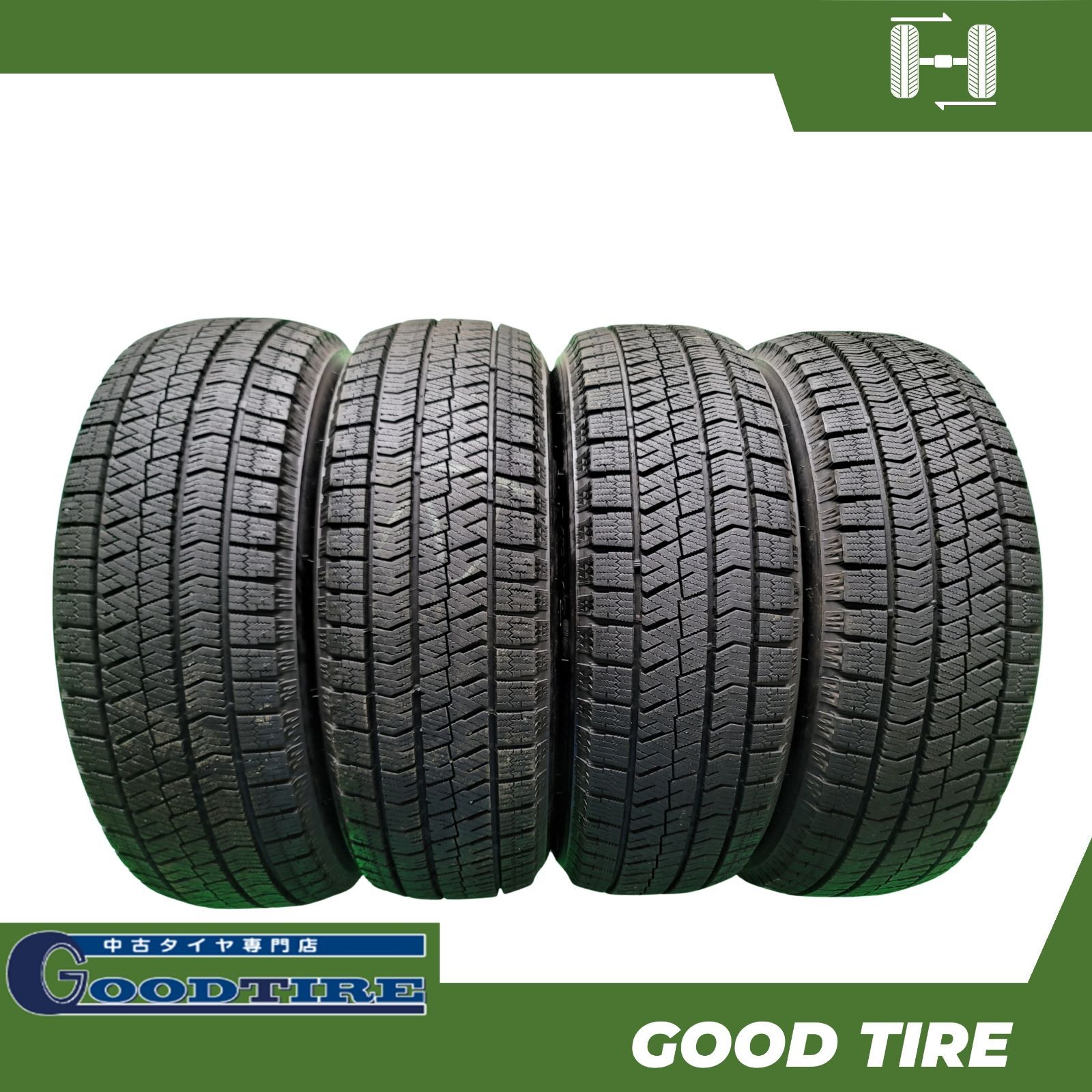 185 60R15 ブリヂストン BLIZZAK VRX2 4本 冬用 8分山 タイヤ スタッドレスタイヤ アクア フィット ノート 6937