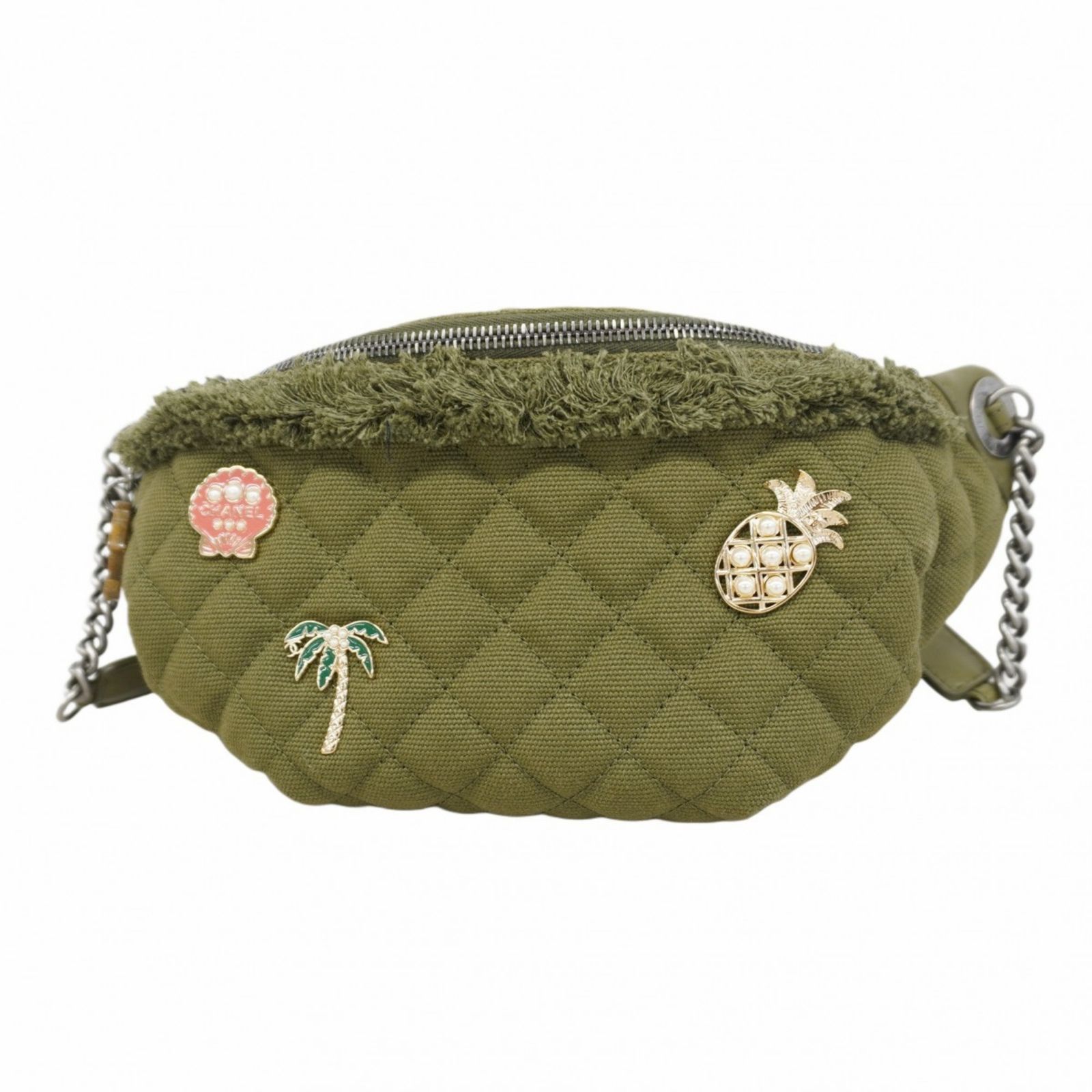 シャネル Chanel シャネル ウエストバッグ クルーズライン キャンバス カーキ レディース