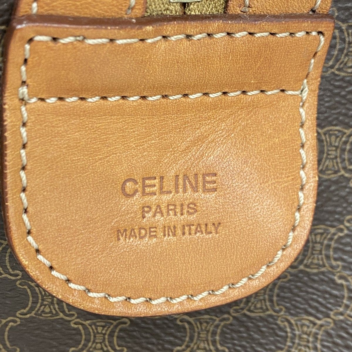 5gc2875-h】セリーヌ ボストンバッグ マカダム PVC ブラウン ゴールド  