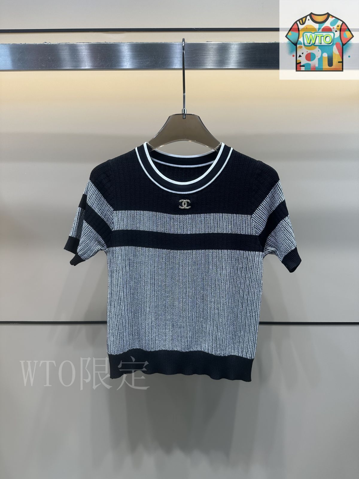 今日特価】Chanel シャネル ストライプカラーブロックニット短袖