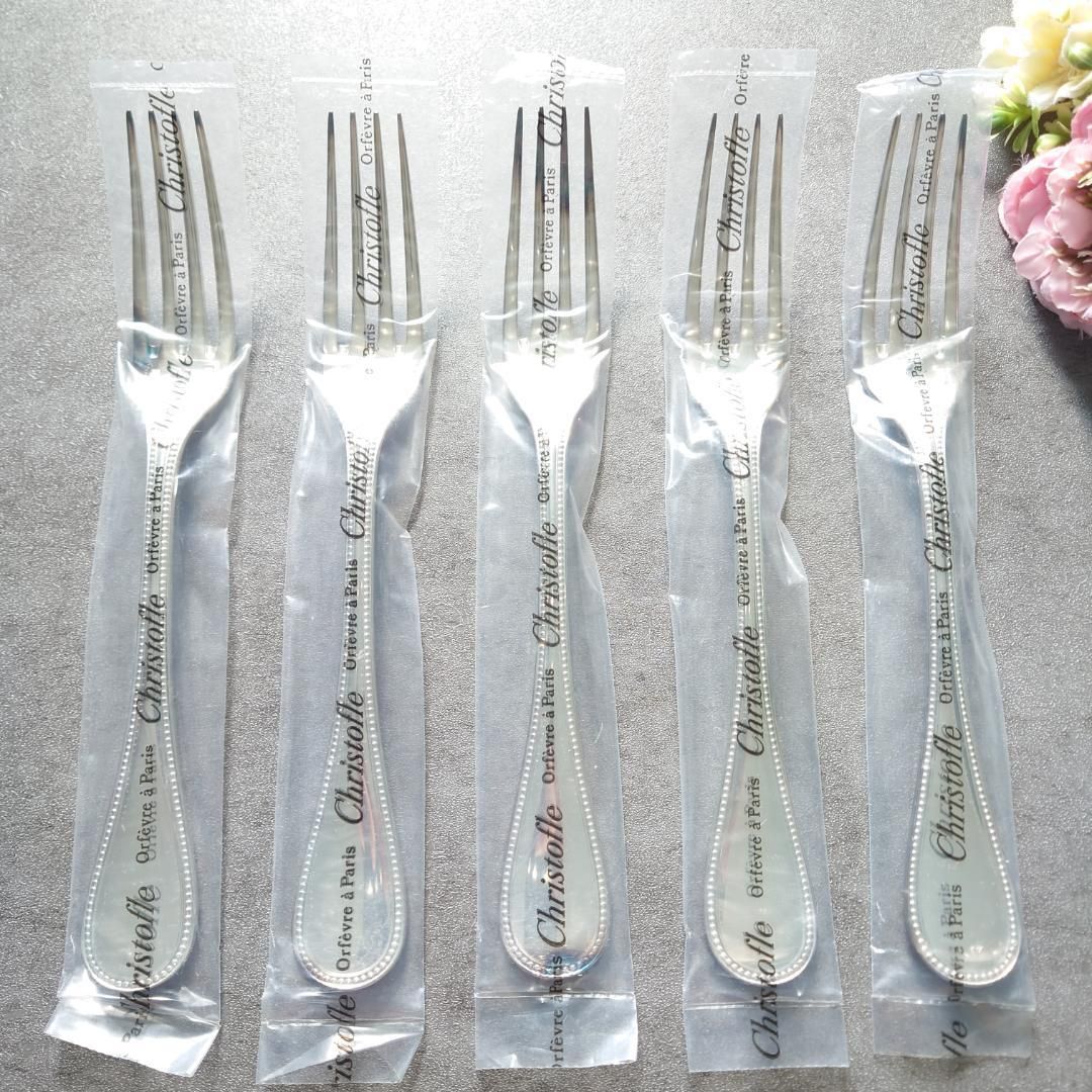 クリストフル パール 未開封 テーブルフォーク 5点