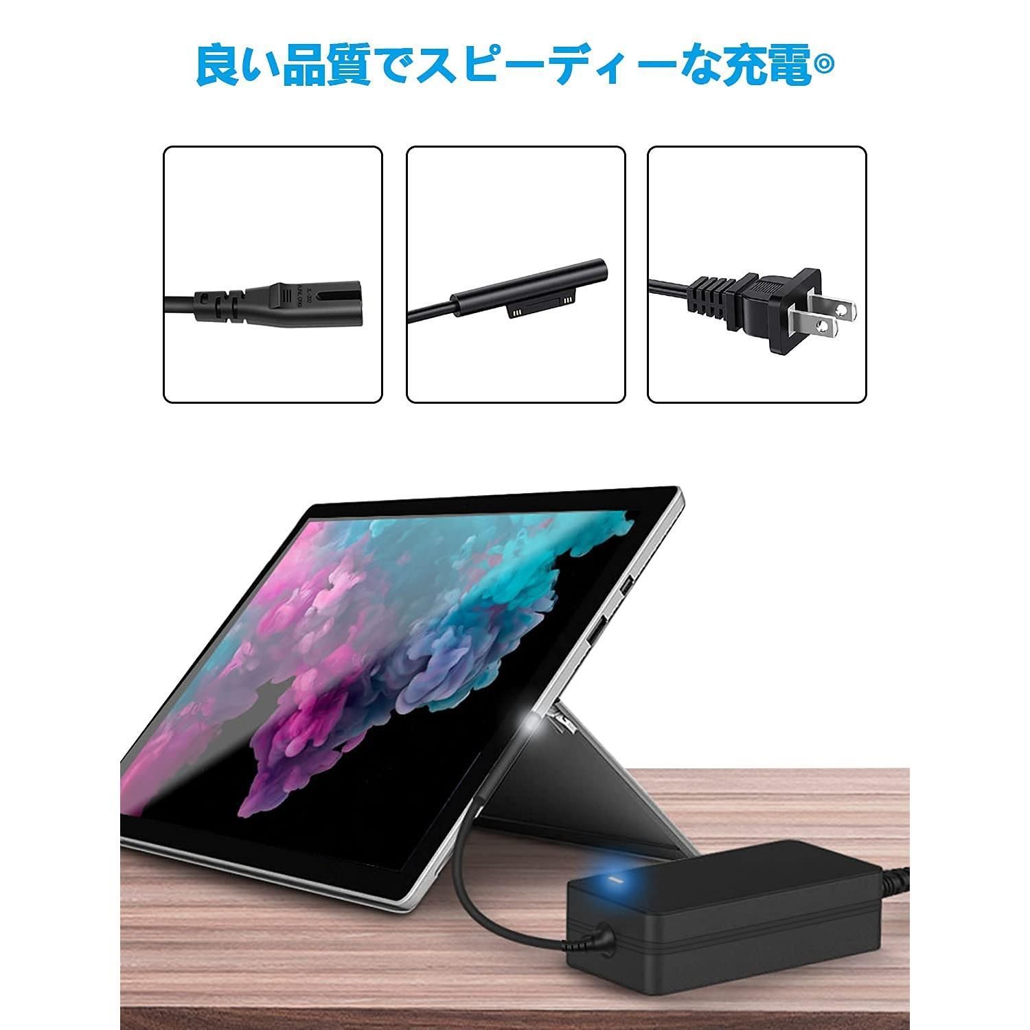 新品☆ BOLWEO Surface 充電器 65W サーフェス 充電器 15V 4A Surface Pro 充電器 Surface Laptop 充電器  Surface AC電源アダプター65W & 44W & 36W & 24W対応 Surface Pr - メルカリ