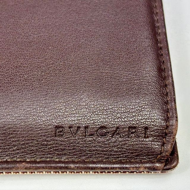 ブルガリ 激レア 美品 ロゴマニア ブラウン長財布 キャンバス&レザー