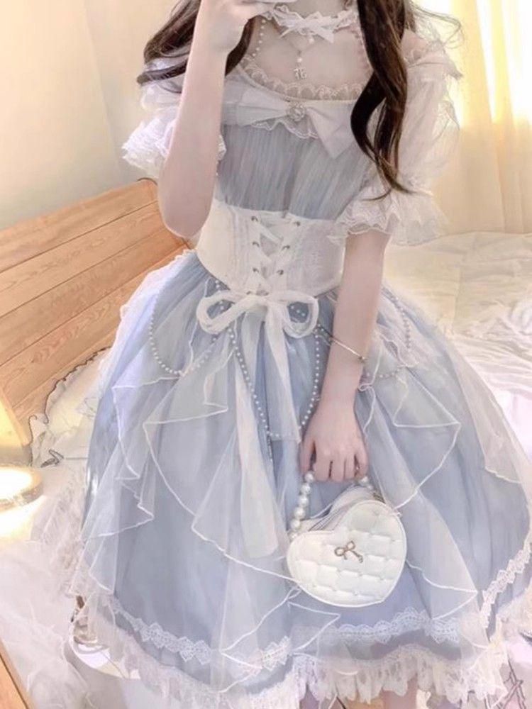 LT-48 豪華姫系 lolita 可愛 レトロ風 オリジナル 洋服 ロリータ ワンピース 美しい刺繍
