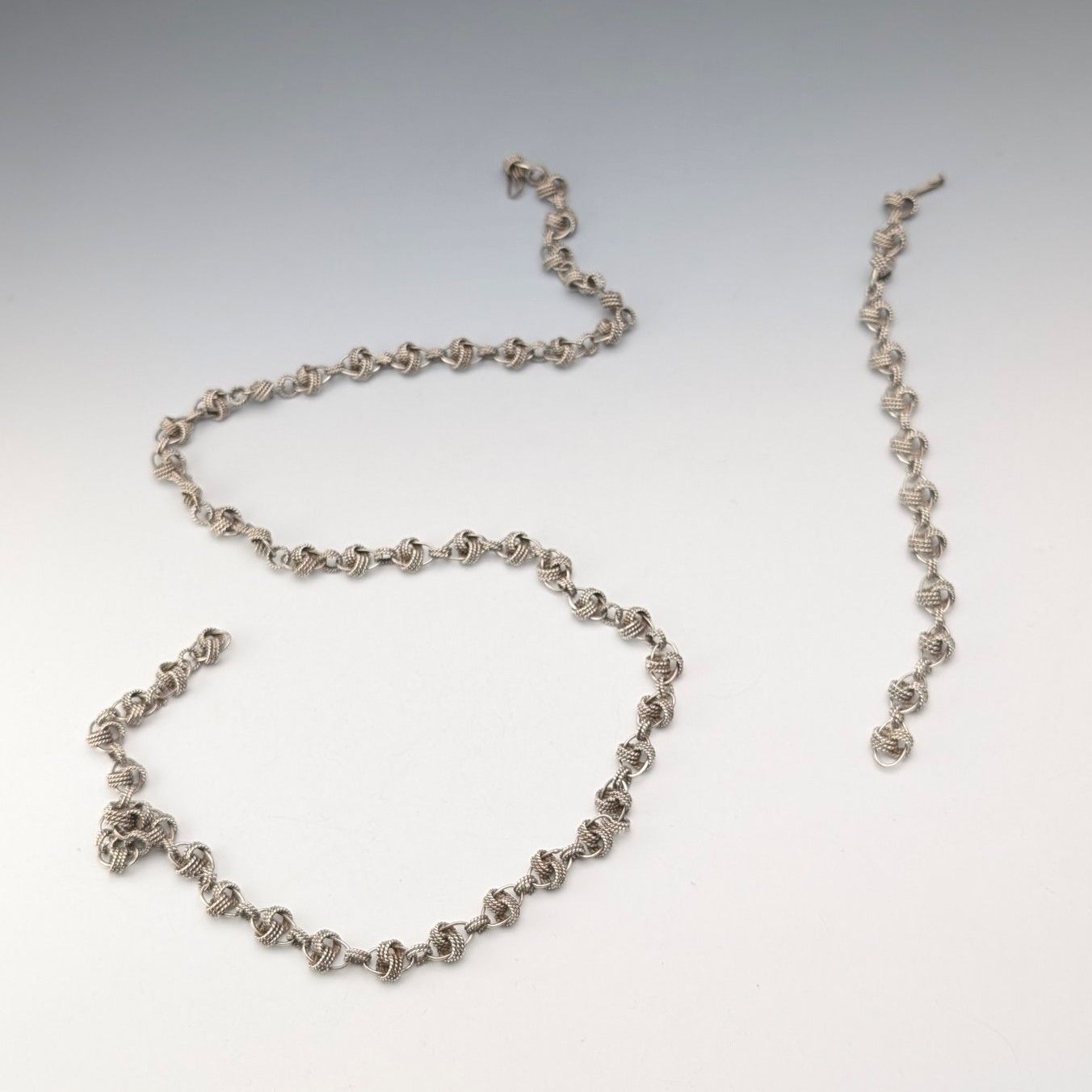 ヴィンテージ 800シルバー製 ノットチェーン ネックレス＆ブレスレット 計63g IMPECCABLEHEALTHCARESERVICES_COM