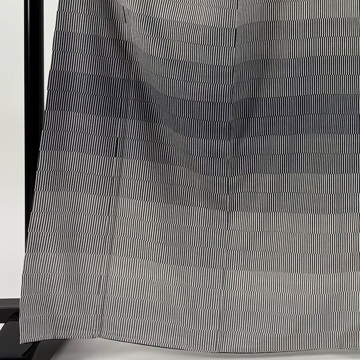 訪問着 身丈166.5cm 裄丈67cm M 袷 落款 縞 黒灰 正絹