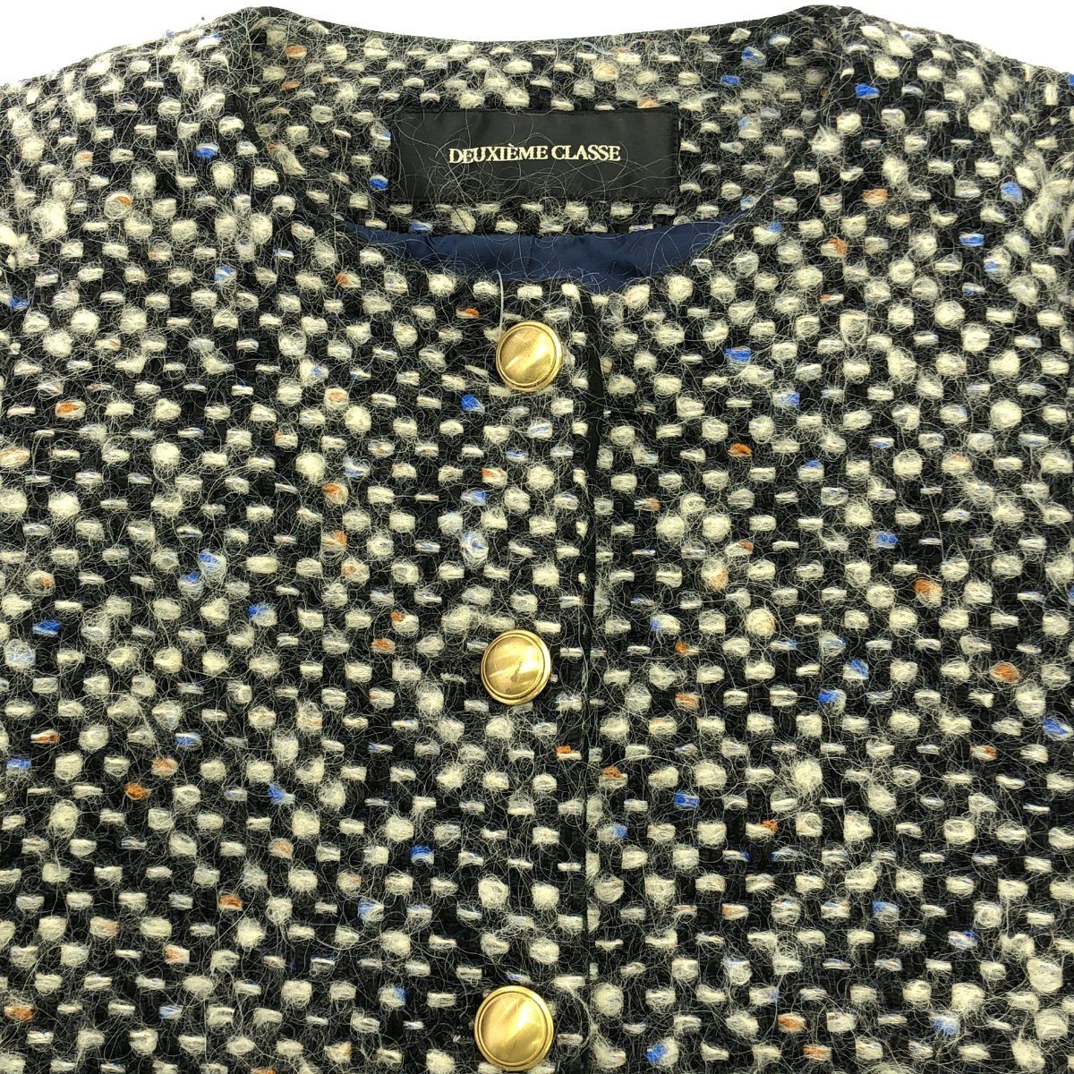 Deuxieme Classe ノーカラーミックスツイードジャケット