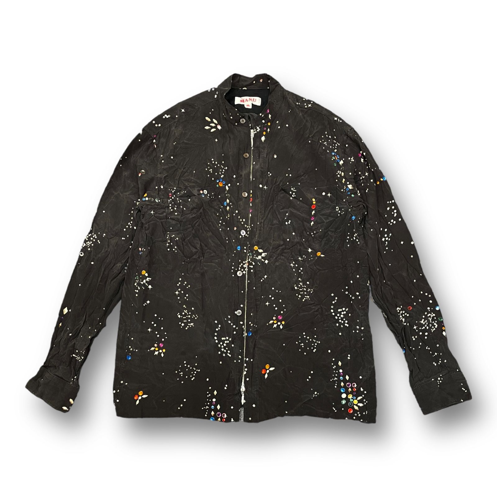 定価52800円 MASU 23SS ZIP-UP GALAXY SILK SHIRT ジップアップシルク 