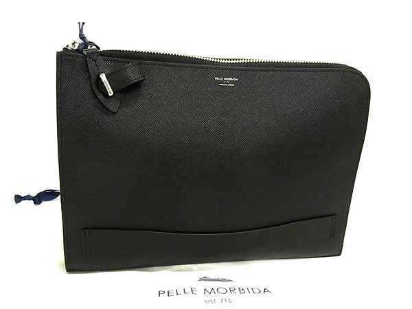 PELLE MORBIDA ペッレ モルビダ キャピターノ レザー クラッチバッグ セカンドバッグ メンズ ブラック系 FJ7596