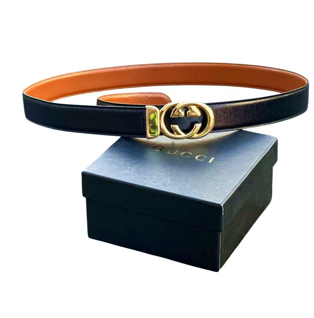 超美品◇本物◇グッチGGヴィンテージゴールド黒金ベルトBelt刻印あり 