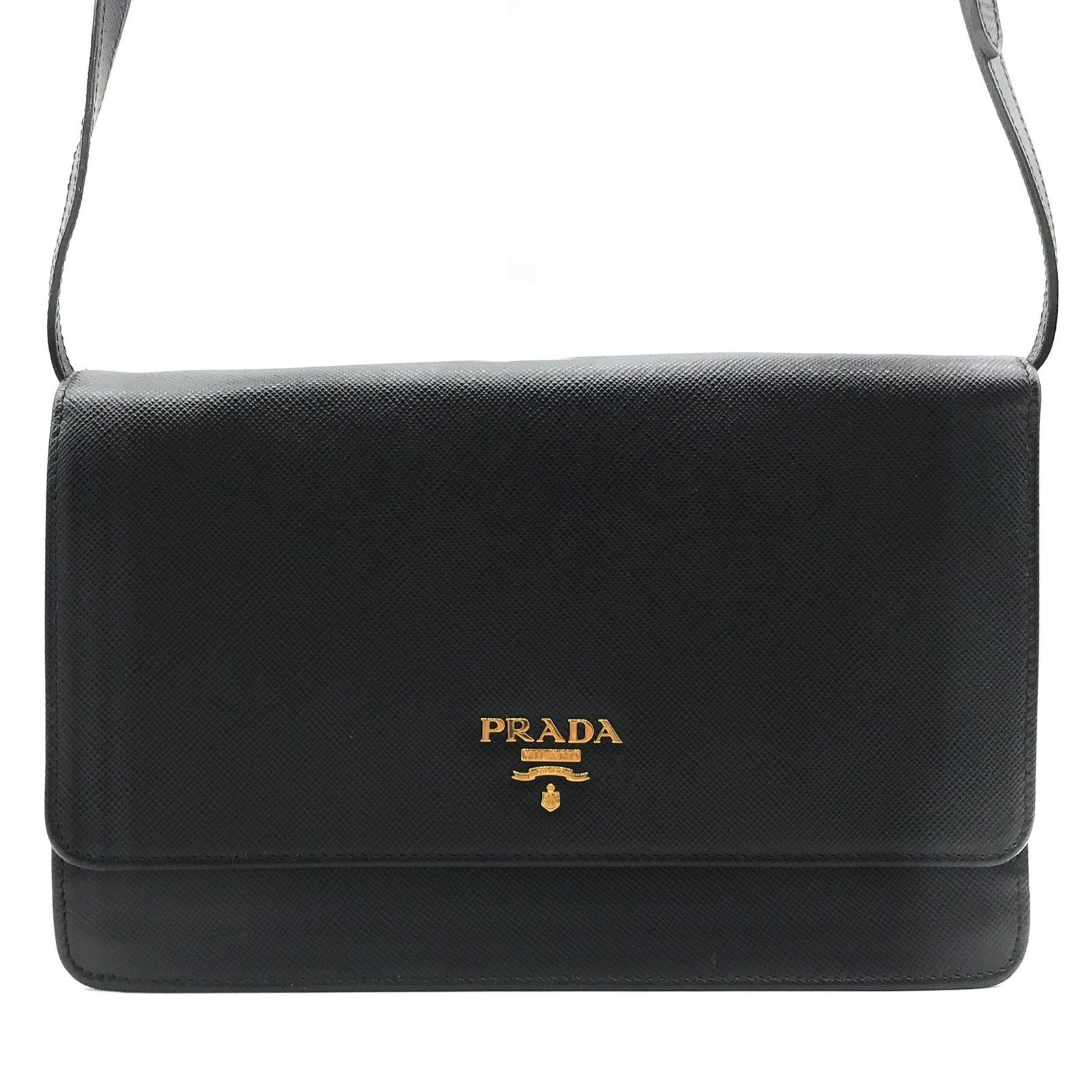 美品 PRADA プラダ 2WAY ロゴ 型押し サフィアーノ ショルダー 