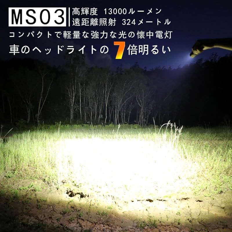 IMALENT イマレント MS03W 懐中電灯 強力 高輝度 13000ルーメン 照射距離324メートル LEDライト ハンディライト フラッシュライト サーチライト キャンプライト FLASHLIGHT 充電式 軽量 小型 ライト 明るい 戦術 アウト