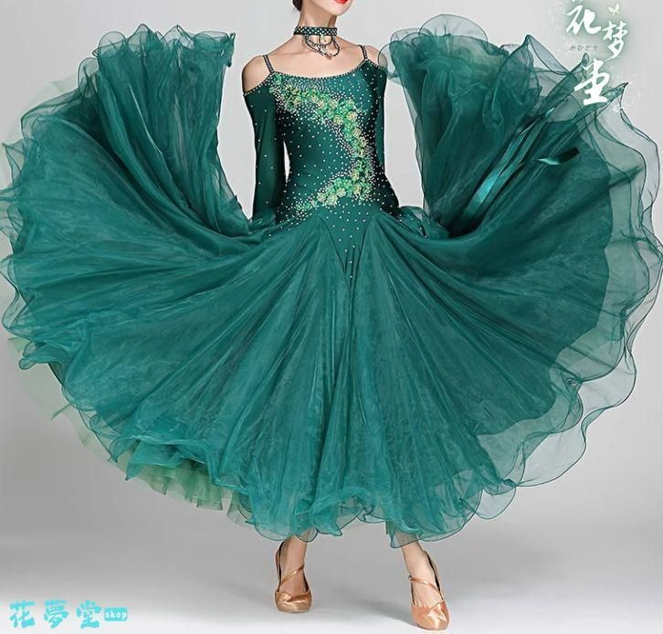 25年 ♥社交ダンスドレス スタンダードドレス モダンダンス 刺繍 オーダーメイド 撮影会 舞台 イベント 原野空間-105