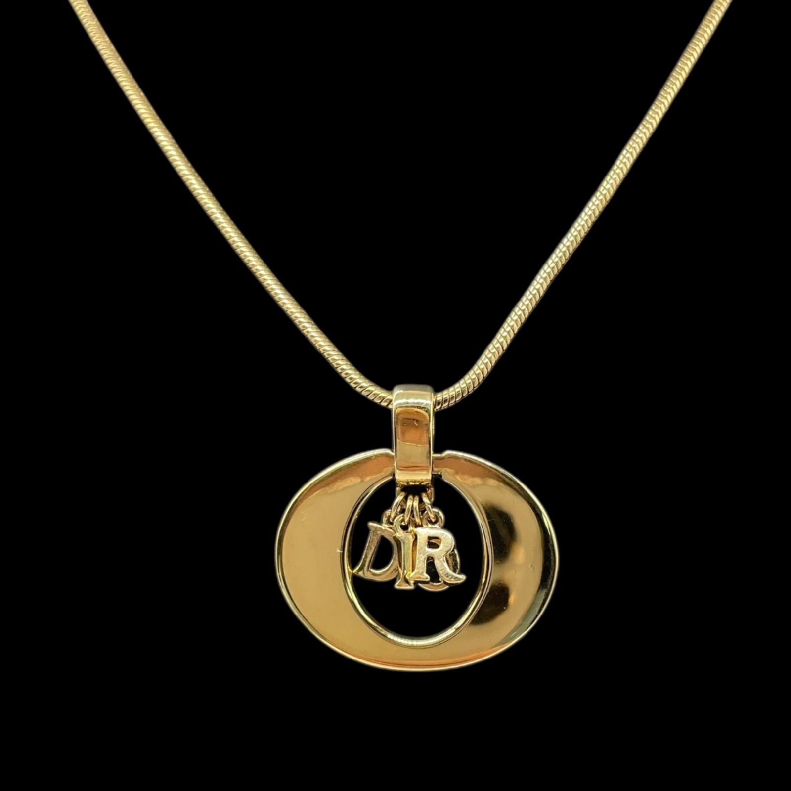 希少 Christian Dior クリスチャンディオール ロゴ ゴールド ネックレス ヴィンテージ ジュエリー CD