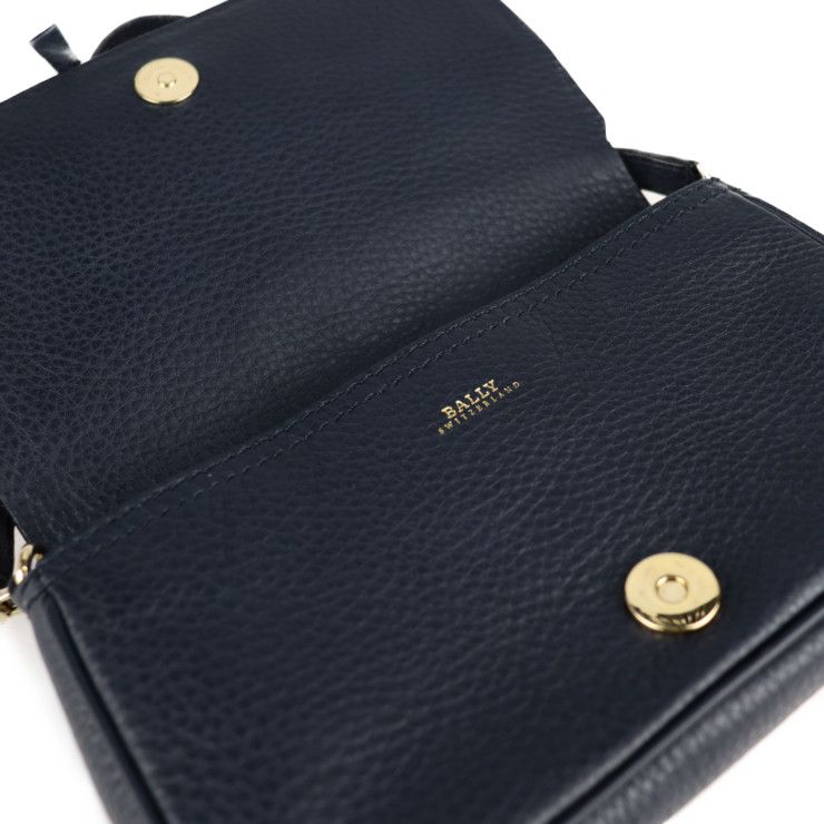 BALLY バリー ショルダーバッグ レザー ダークネイビー ゴールド金具