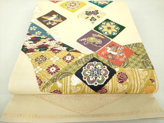 袋帯 花樹唐花紋 金彩 正絹 AO-3195 袋帯 花樹唐花紋 金彩 正絹 AO-3195