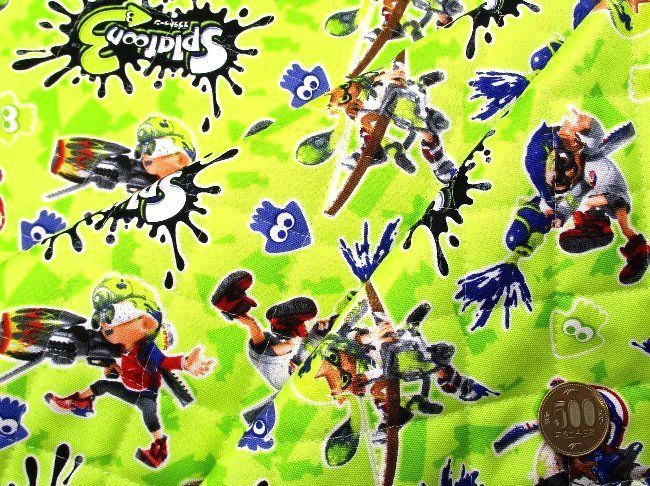 ナチュラルネイビー 80cm☆ Q5777 スプラトゥーン3 黄緑 キルト