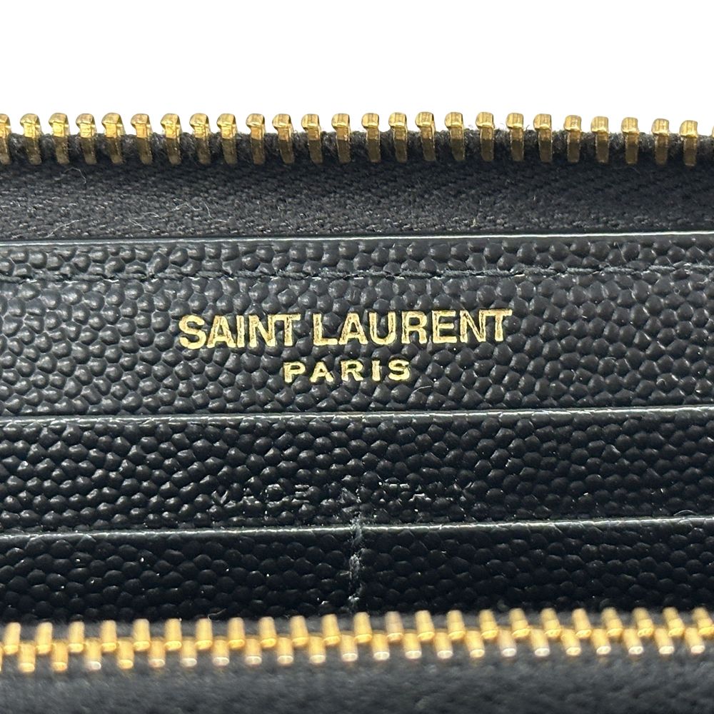 美品　サンローラン ブラックレザー 長財布　ゴールド サンローラン SAINT LAURENT 財布 レディース ブランド 長財布