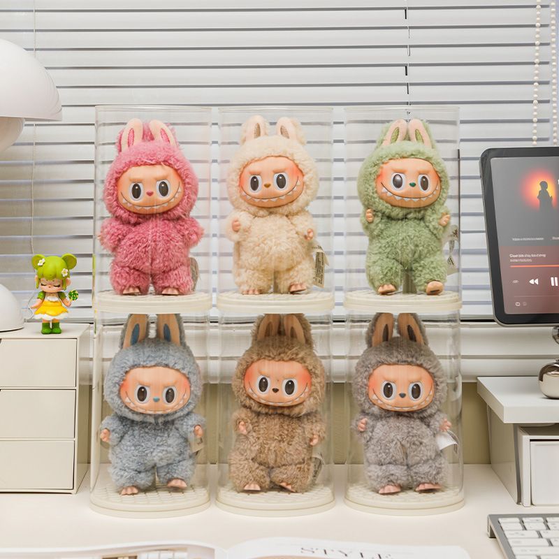 2点 セット】ラブブ 収納ケース 円柱型 透明クリア 防塵 LABUBU系