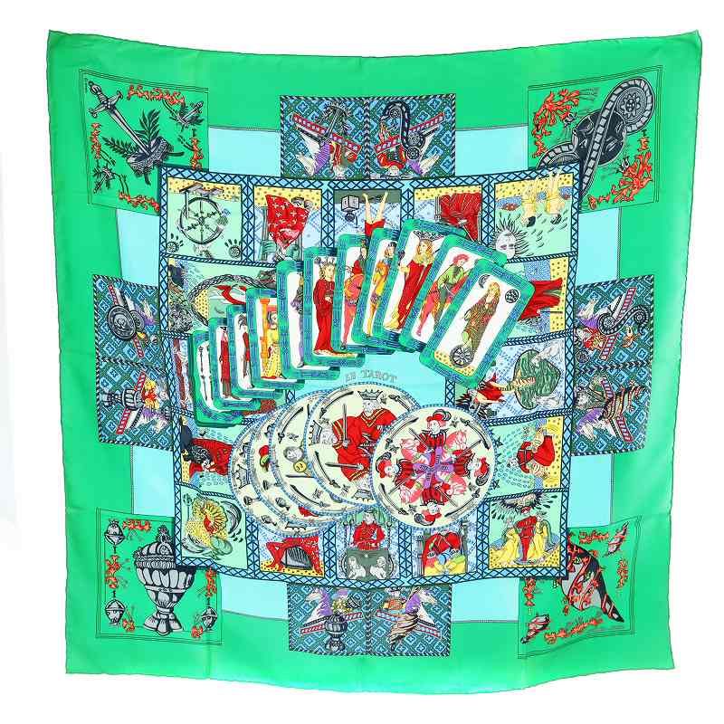 エルメス HERMES カレ90 LE TAROT タロットカード スカーフ ロゴ 総柄