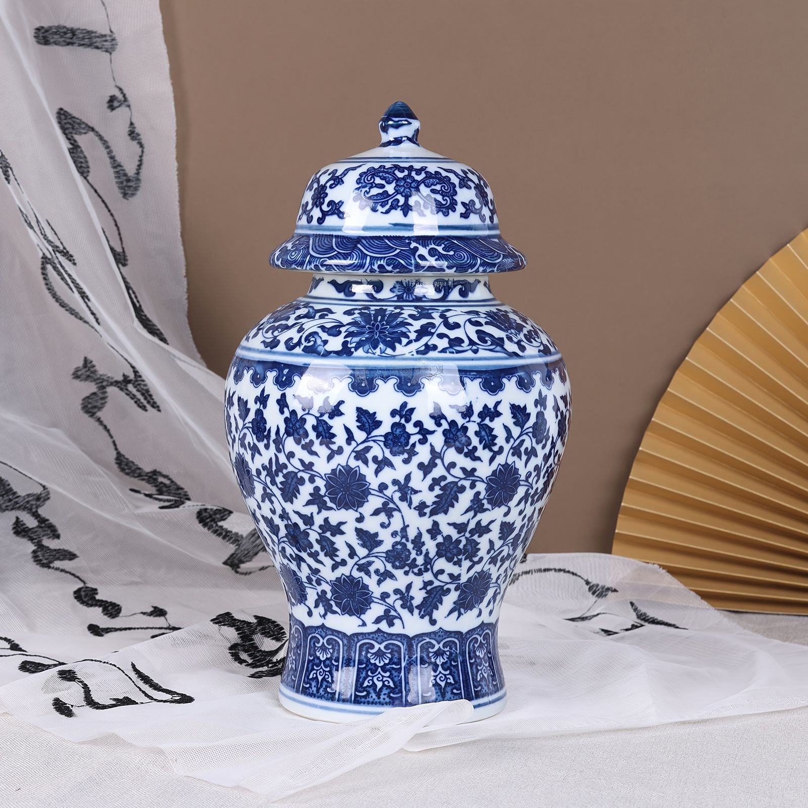 花柄の中国風二重壺 高さ約56cm 中国風壺 花柄の中国風二重壺 高さ約56cm 花