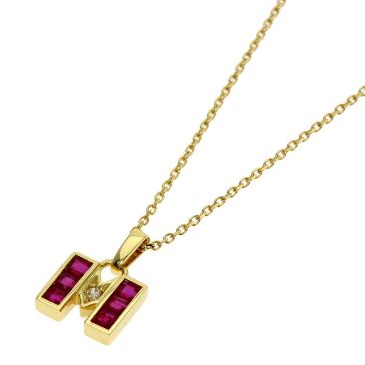 MIKIMOTO ミキモト M ロゴ ルビー ダイヤモンド ネックレス