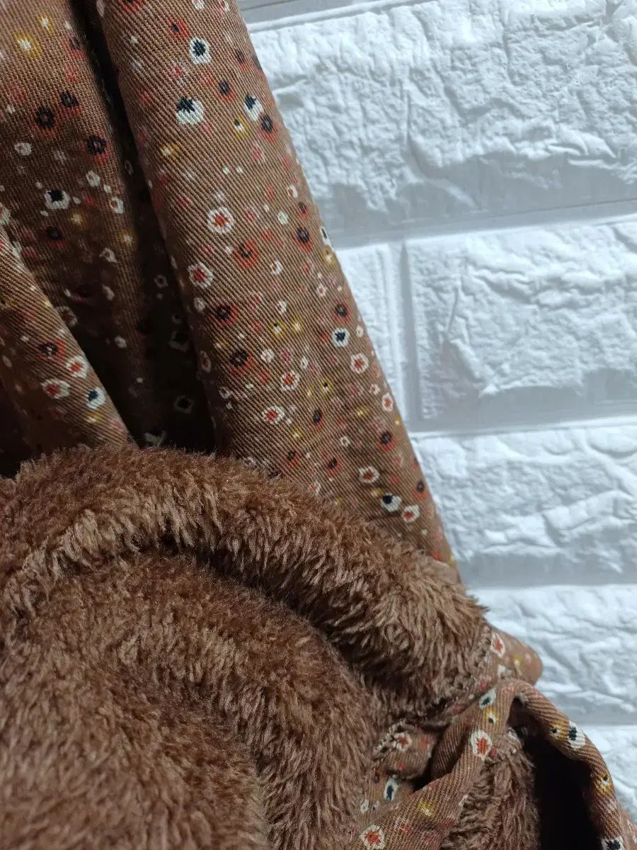 小花柄キルティング フード付きロングコート