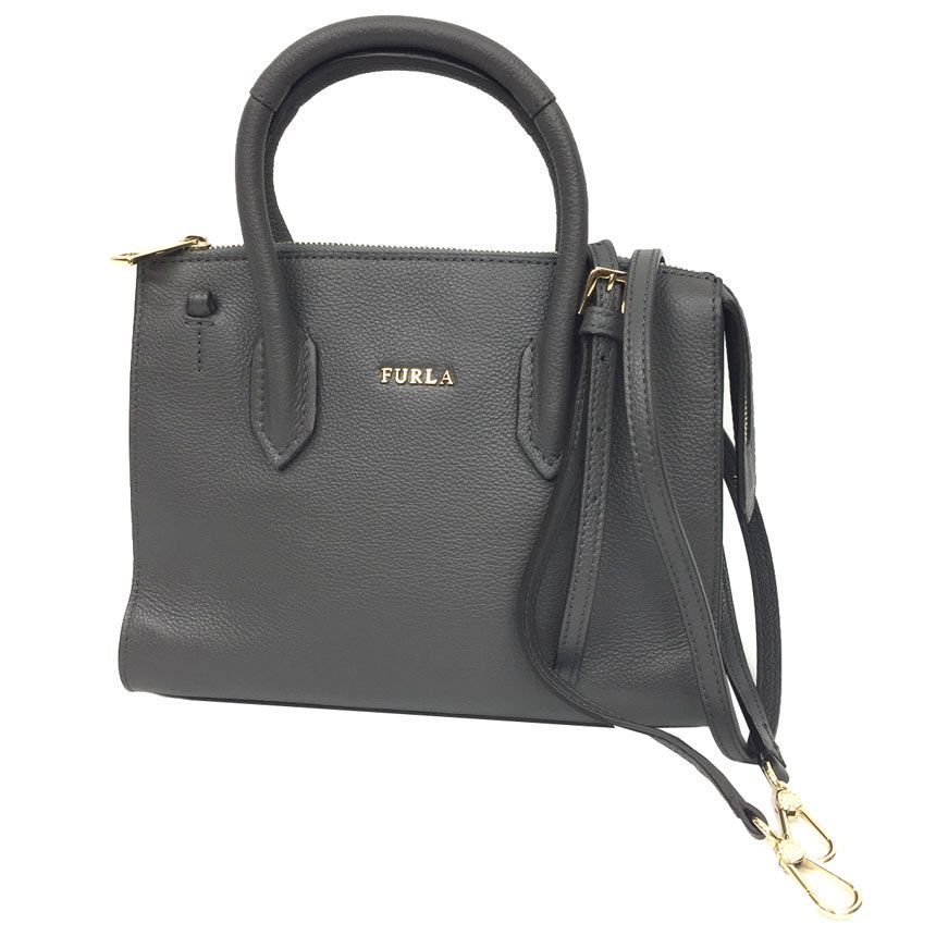 FURLA PIN S SATCHEL フルラ ショルダーバッグ ２WAY レザー グレー