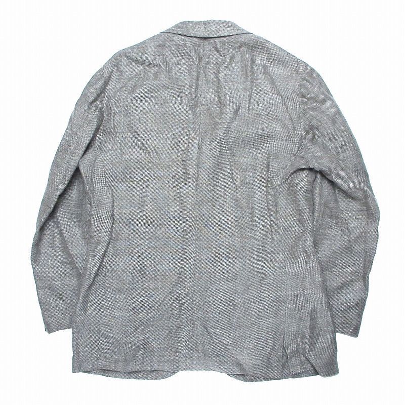 17SS バルバ BARBA リネン ウール テーラード ジャケット ブレザー 3B ブルゾン アウター 上着 50 XL グレー ブラウン ur42