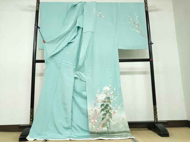 平和屋着物○訪問着 友禅 作家物 草花文 暈し染め 仮絵羽 正絹 逸品 未