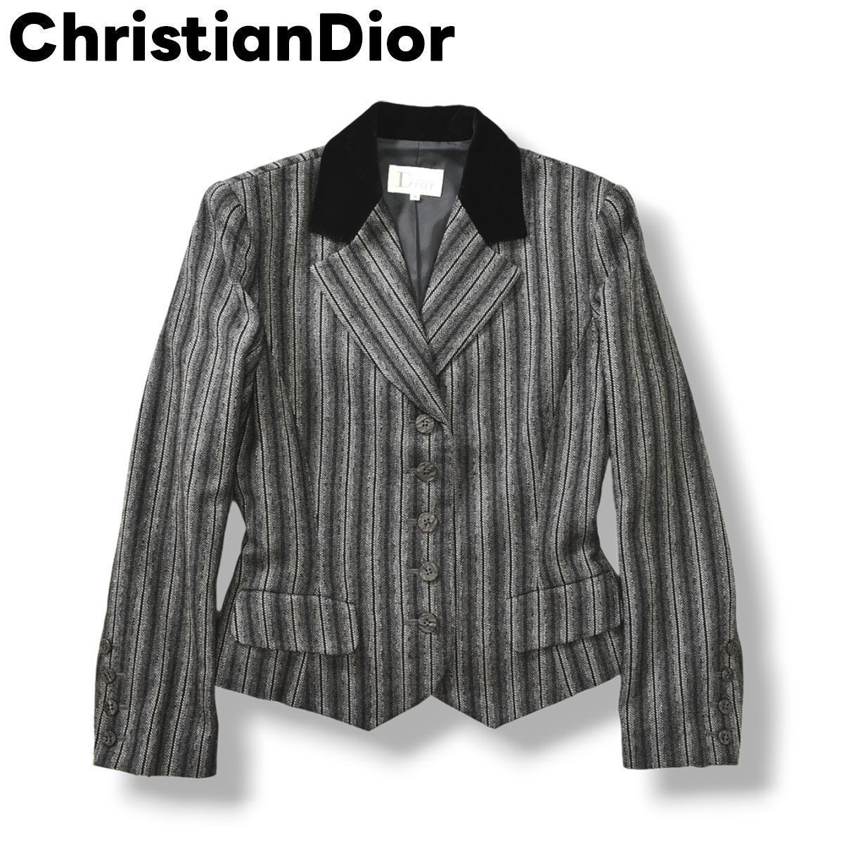 極美品✨クリスチャンディオール ヘリンボーン ツィード テーラードジャケット 高級】 クリスチャンディオール ChristianDior ヘリンボーン