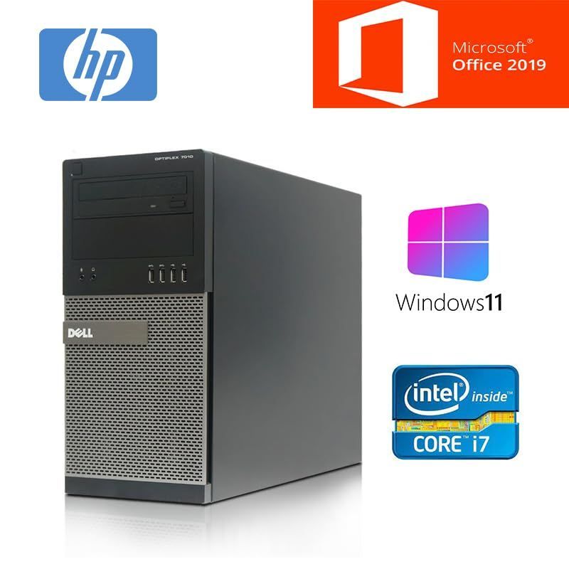 【在庫処分】DELL ミニタワー デスクトップPC 7010/9010/■第三世代Core i7-3770/MS Office  2019/Windows11/HDMI/WIFI/メモリ:8GB/DVD/HCMAの電源(整備済み品) (7)【MS Office・