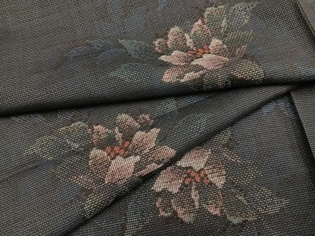 平和屋着物●本場大島紬 カタス7マルキ 総絣 草花文 正絹 ♥ AABA8913ph